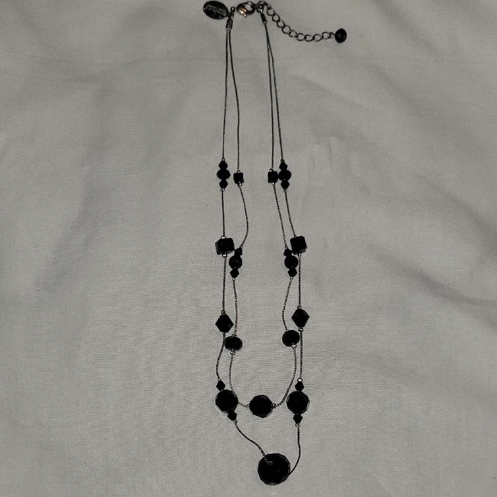 White House Black Market Black Layered Beaded Necklace